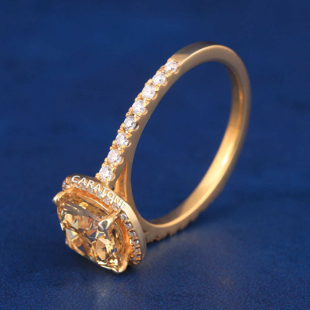 Premium Cushion Cut Gemstone Ring with White Stone Halo