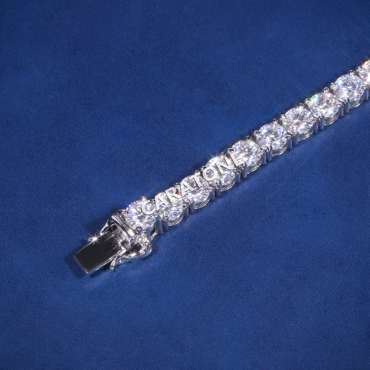 Luxury White Gold Plated Round Brilliant Cut Lab Grown Diamond Single Row Tennis Bracelet
