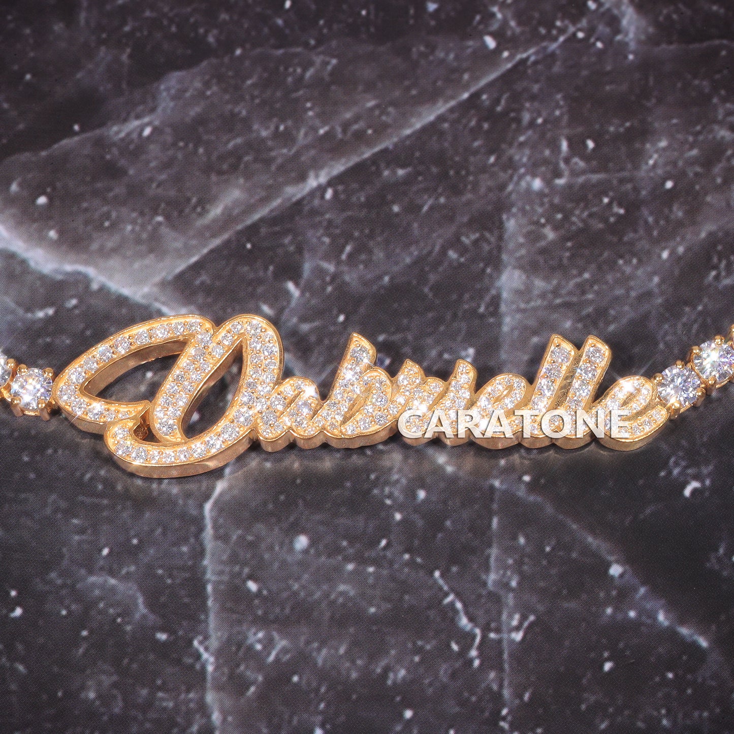 Custom Gold Lab Grown Diamond Tennis Chain in Iced Out Necklace with Real Diamond Womens Gold Name Plate Necklace