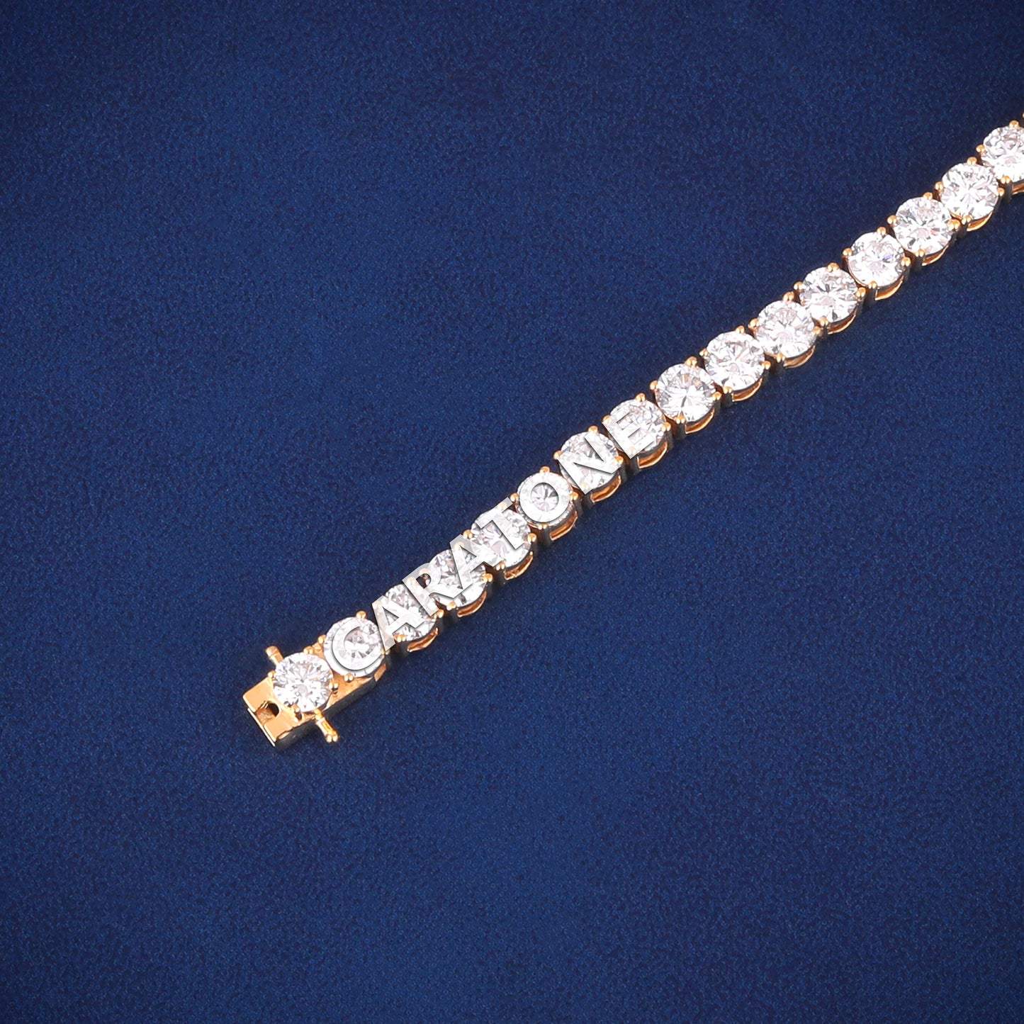 14k Solid Yellow Gold 6CT Mens Tennis Bracelets