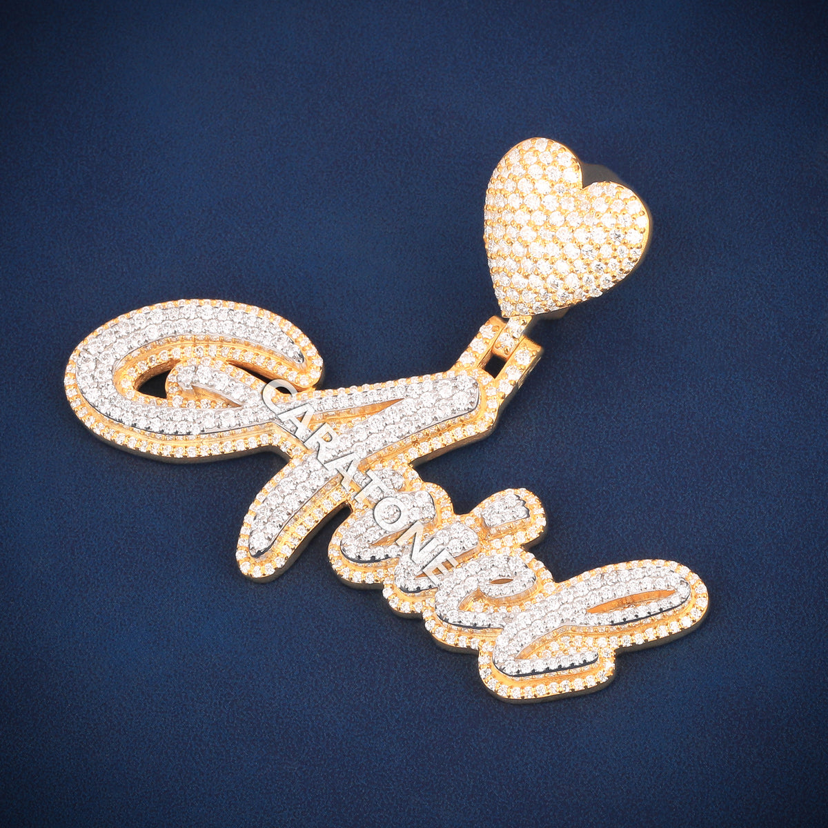 Fully Iced Out Ariel Cursive Nameplate Pendant with Lab Grown Diamonds