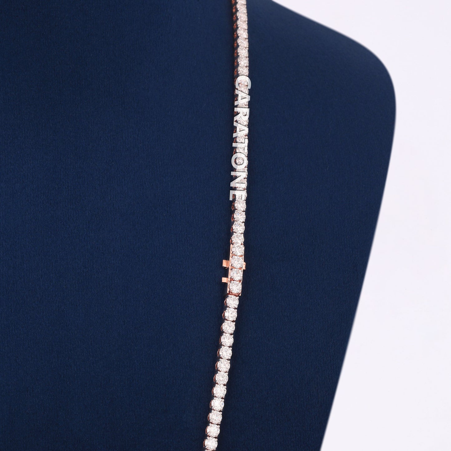 24 Inch 3mm Rose Gold Diamond Tennis Chain Necklace Celestial Ice Collection