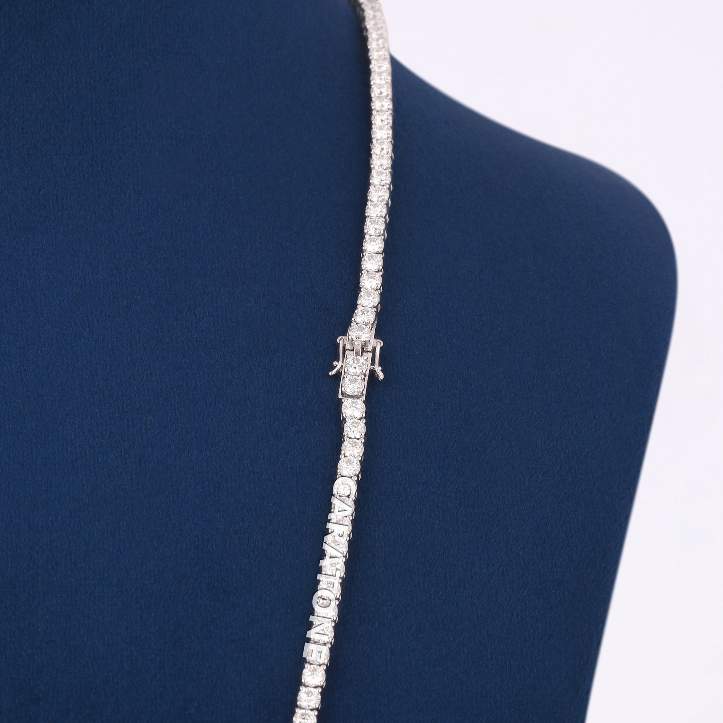 Fully Iced Diamond Tennis Chain in 14K White Gold with VVS Shine and Brilliant Link Design