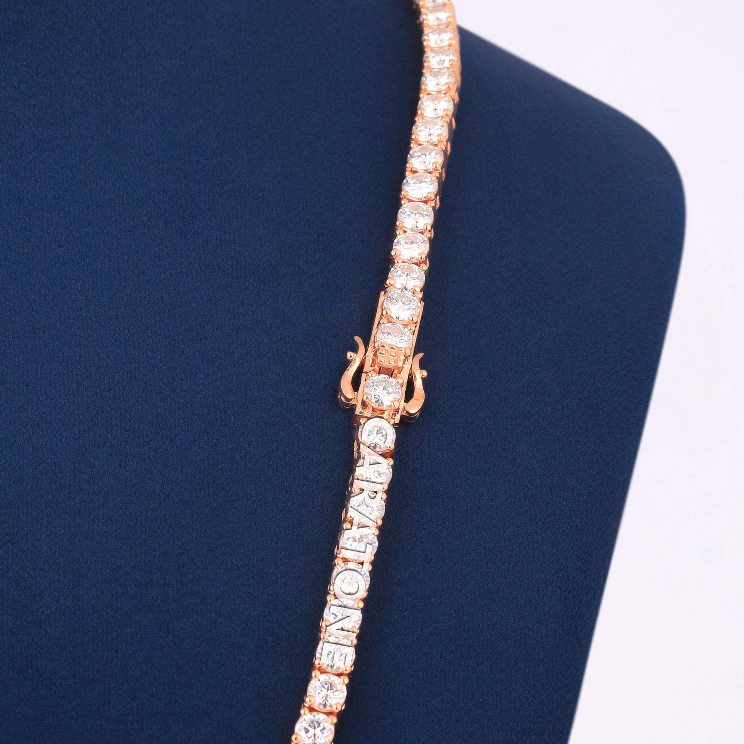 Rose Gold Diamond Tennis Chain 24 Inch 4mm Iced Out Necklace for Men and Women Hip Hop Jewelry