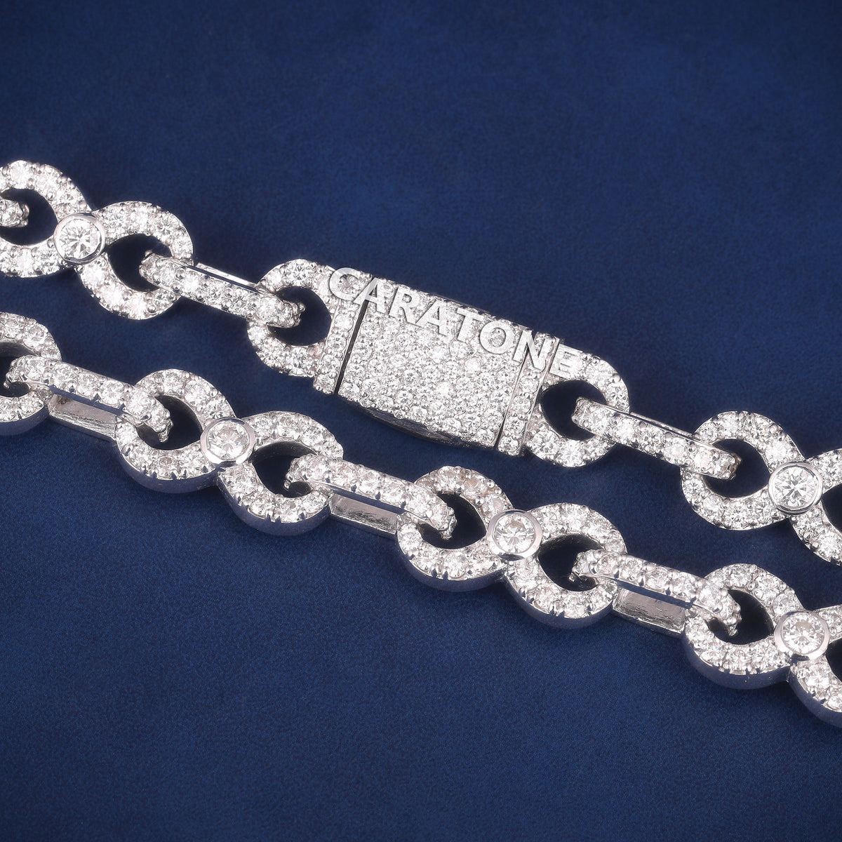 22 Inch 10 MM  Luxury White Gold Plated Iced Out Infinity Link Chain Lab Grown Diamond
