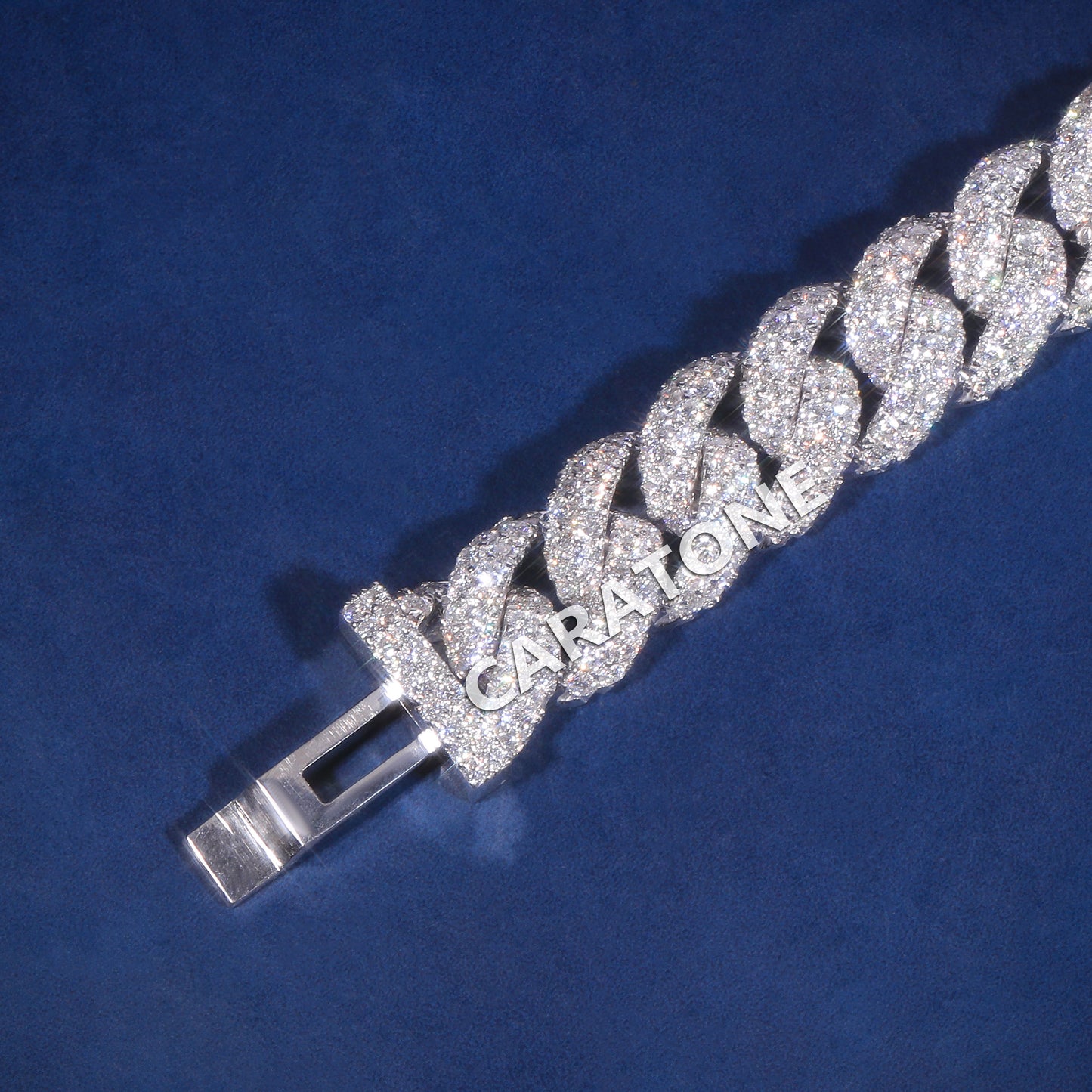 8 inch 16mm Womens Diamond Cuban Link Bracelet in Fully Iced Out Bracelet Silver Round VVS Diamond Celebrity Bracelet