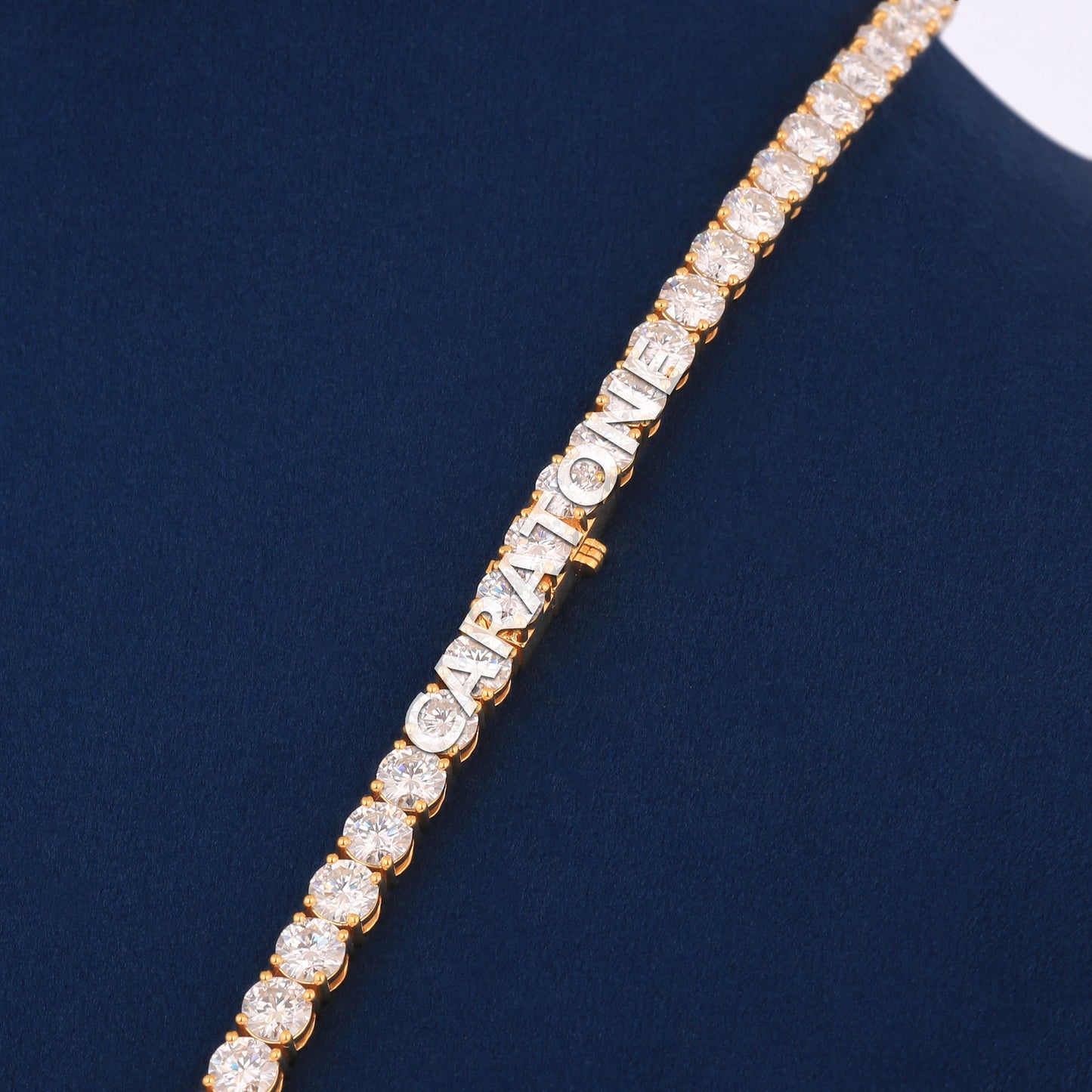 Unique Two Tone Full Iced Pendant With Lab Diamond Tennis Necklace