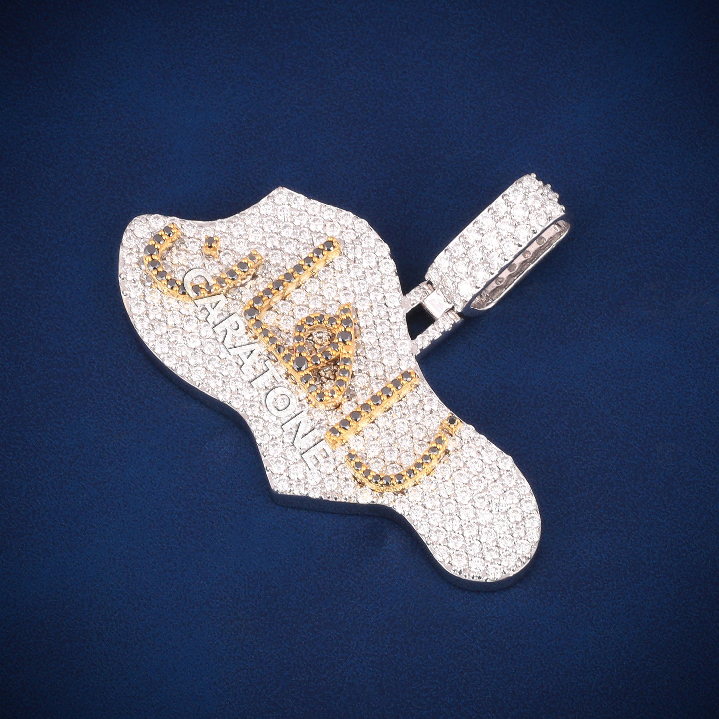 Custom arabic letter hip hop 14 kt gold pendant charm