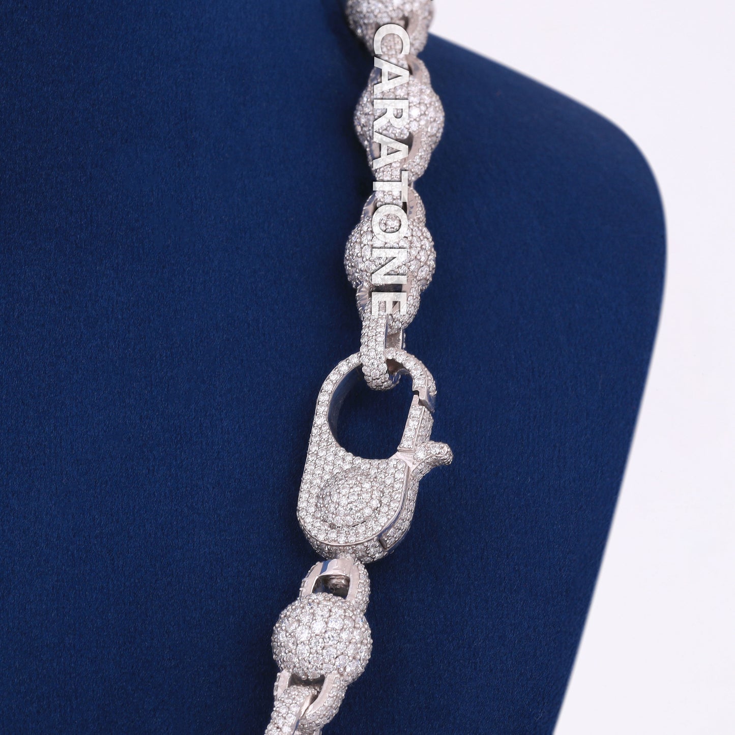 10.5MM Necklace Chain for Mens Womens Fully Iced Out Ball Link Beads VVS Diamond 925 Silver 22inch Miami Tennis Ball Chain Necklace