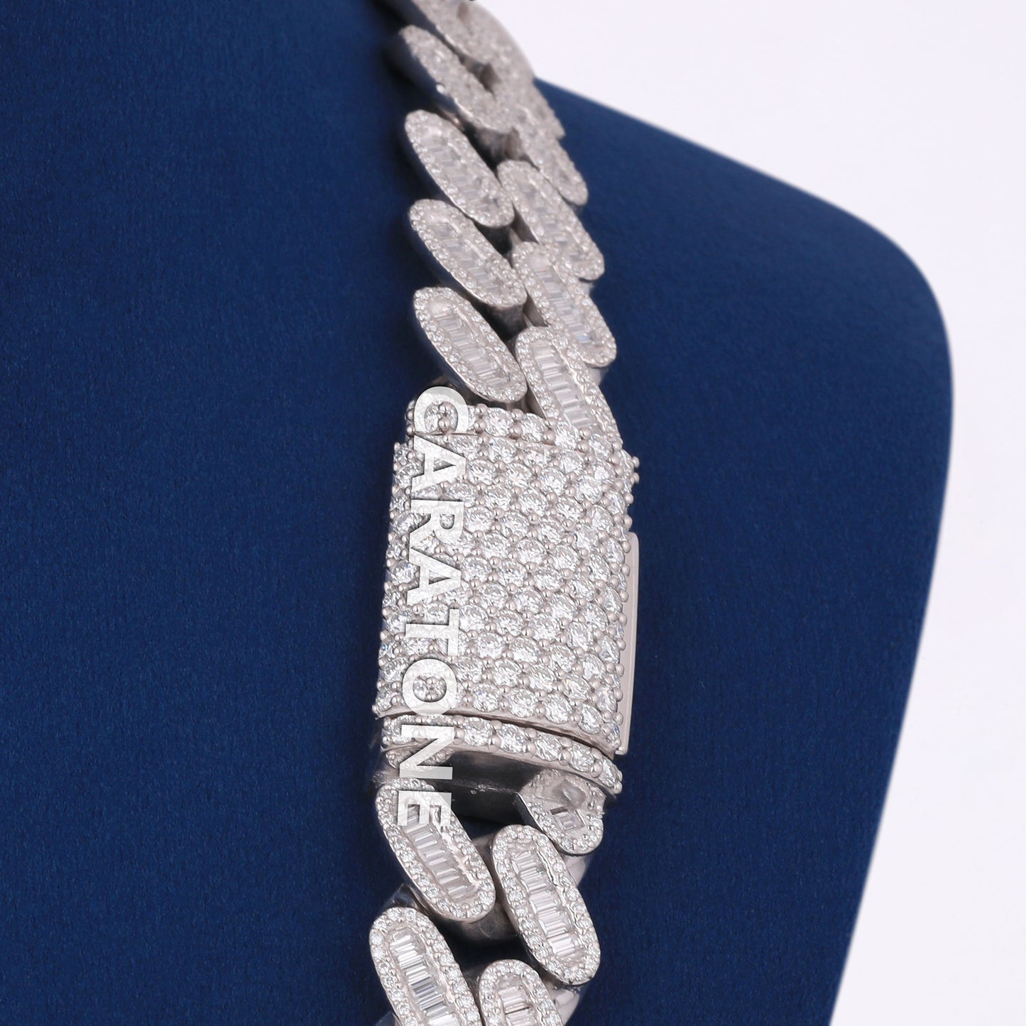 Luxury 16mm VVS Baguette Moissanite Custom Made Silver Iced Out Cuban Miami Link Heavy New Chain Necklace
