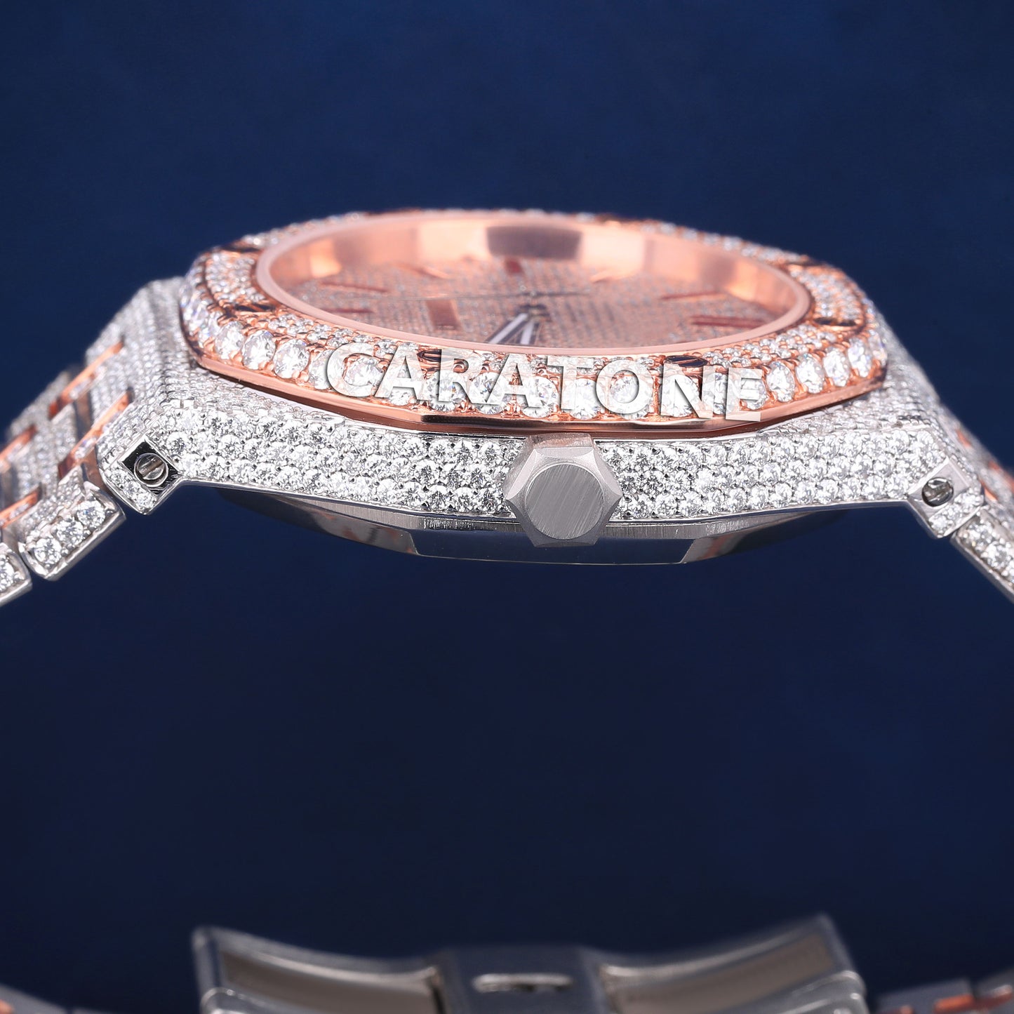 Full iced out hip hop branded watch in two tone with D VVS clarity and diamond tester passed