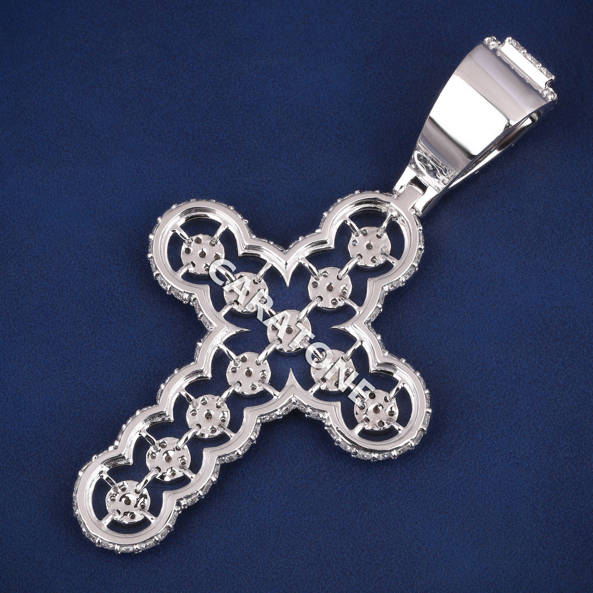 Custom Iced Out Openwork Cross Pendant with Lab Grown Diamonds