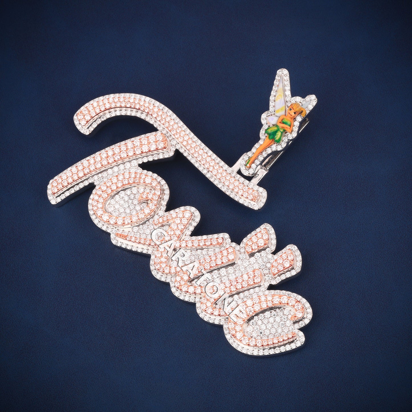 Hip hop letter custom bail 14KT two tone lab diamond pendant