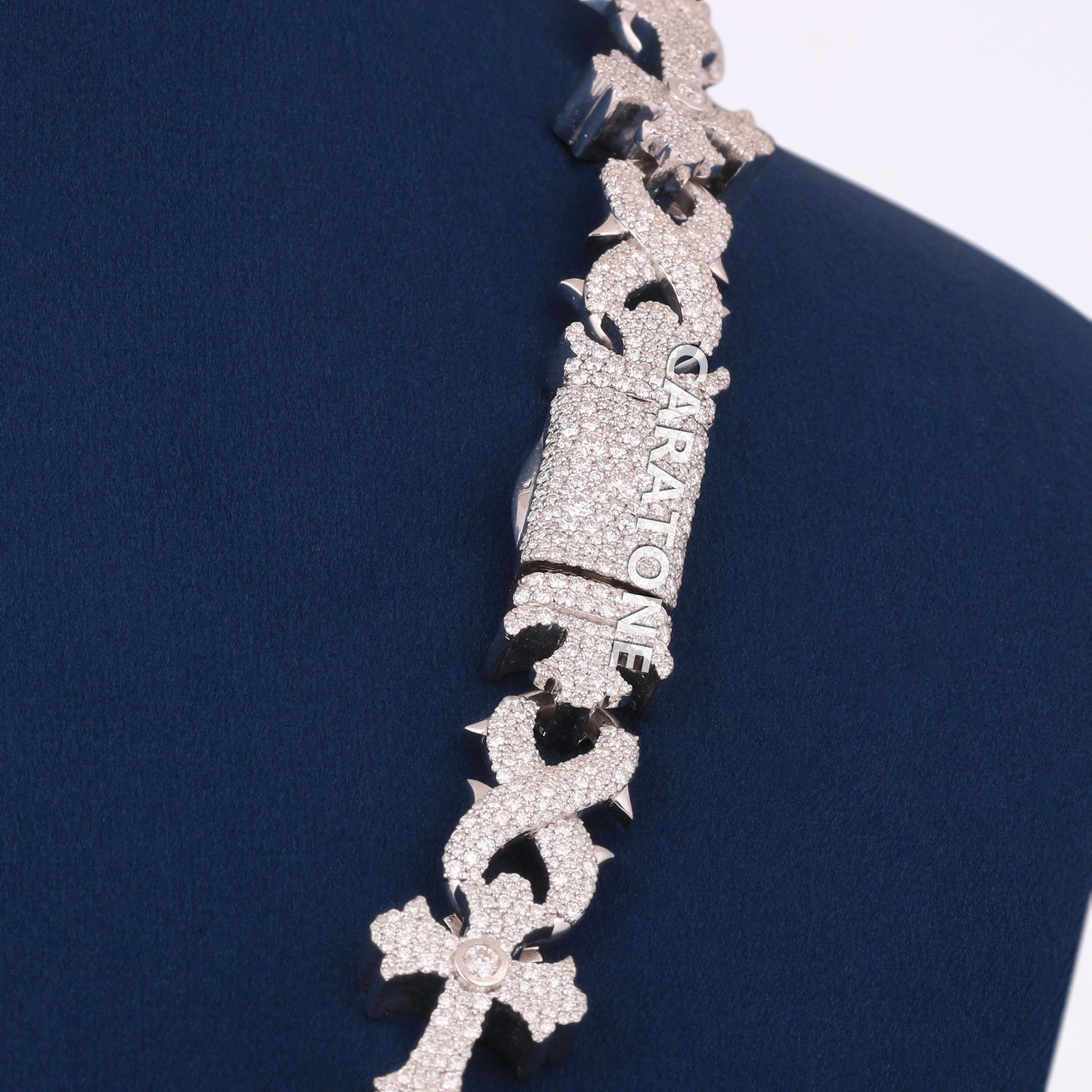 22 Inch 16mm Silver Diamond Cross Infinity Link Chain Necklace Iced Out Mosaic Set Design Hip Hop Piece