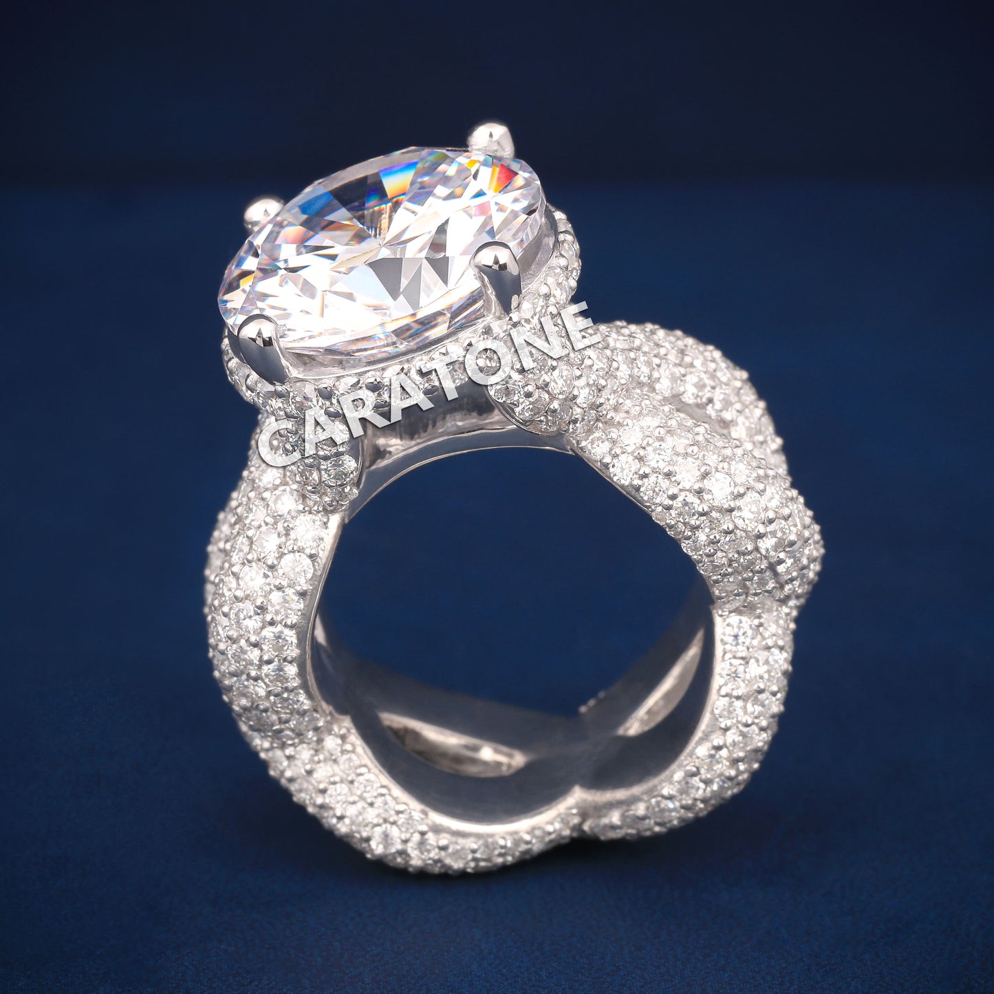 Round cut hip hop solitaire inspired diamond ring