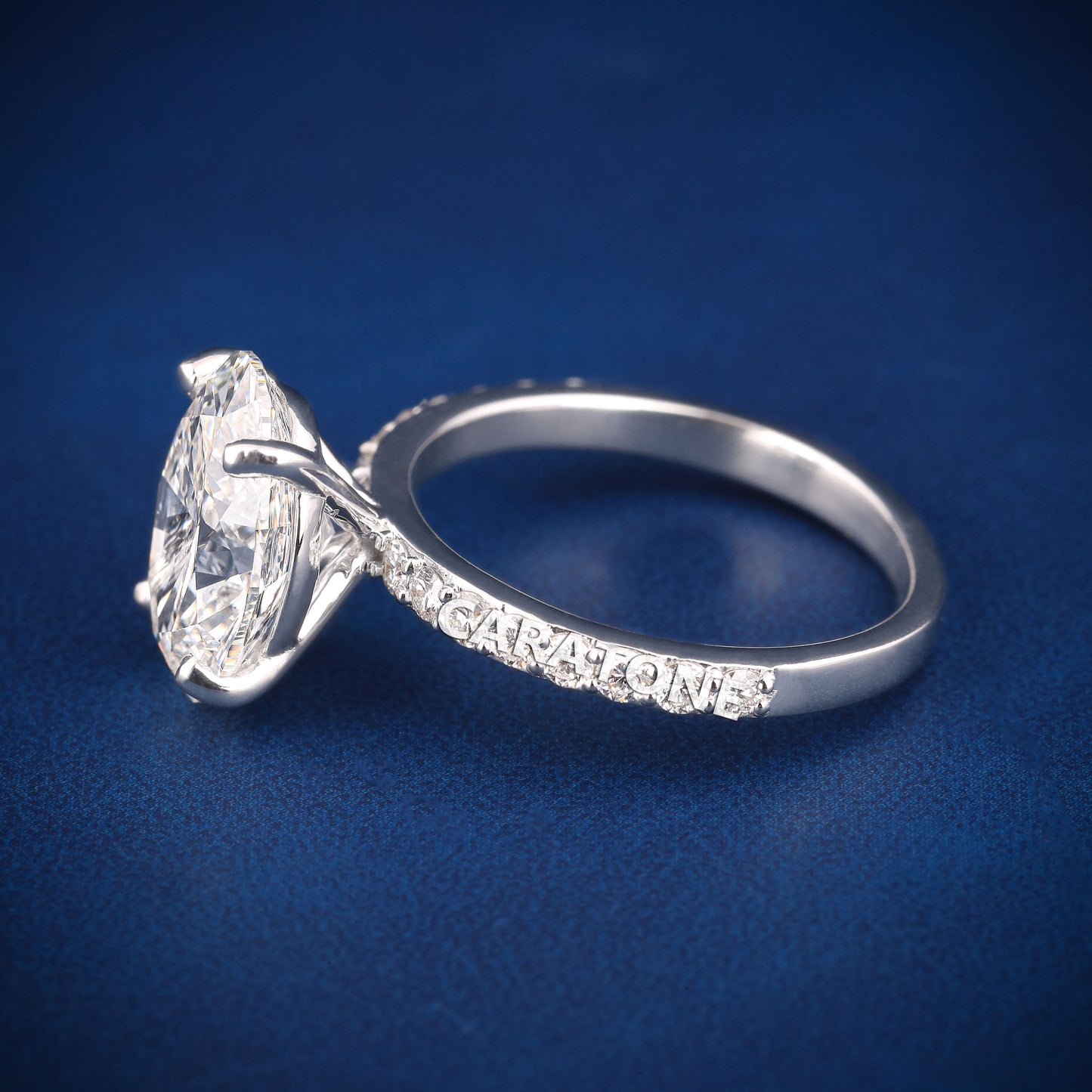 Pave set womens engagement wedding oval diamond ring