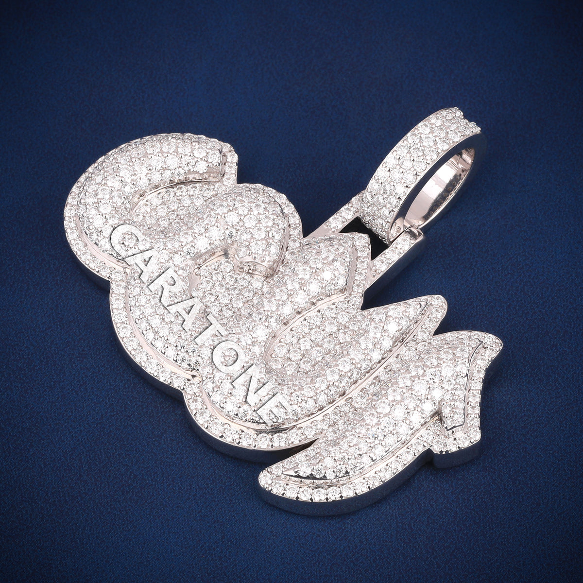 Custom Iced Out Crown Graffiti Name Hip Hop Pendant with Lab Grown Diamonds