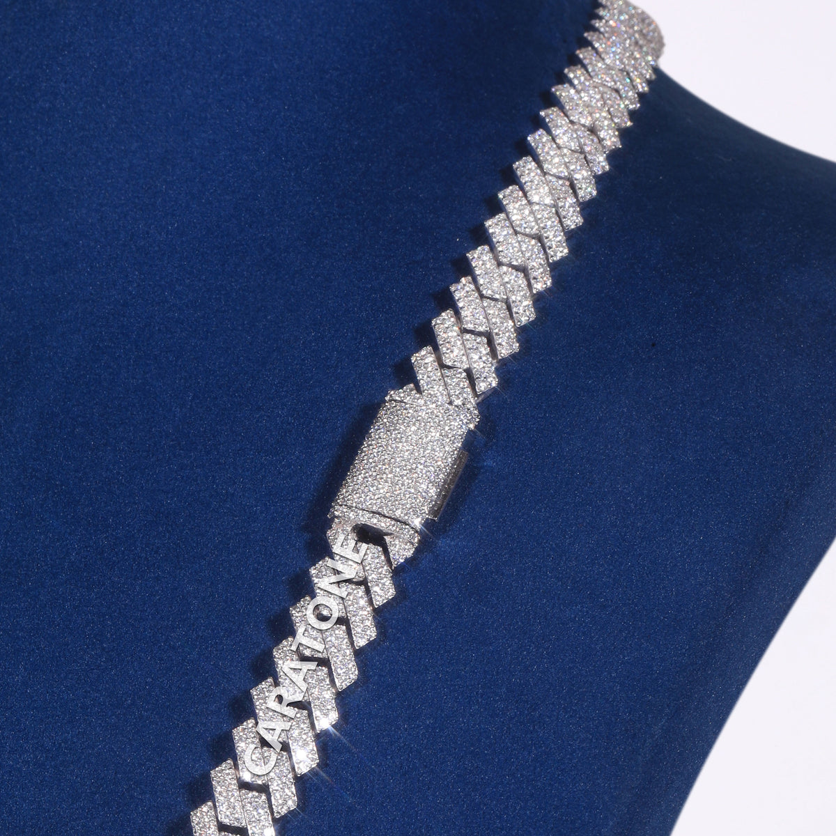 Luxury Custom GFE Shield Pendant with Fully Iced Out Lab Grown Diamonds and White Gold Plated Cuban Link Chain