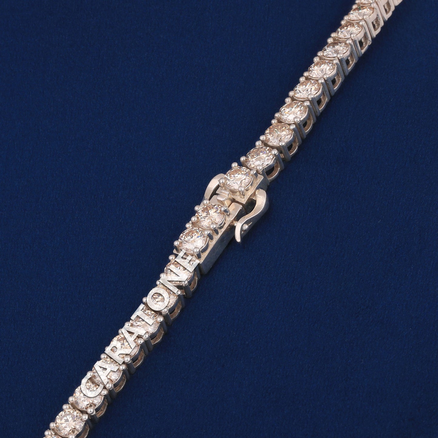 Tennis Necklace With Full Iced Letter Pendant in 14KT Gold With Lab Diamond
