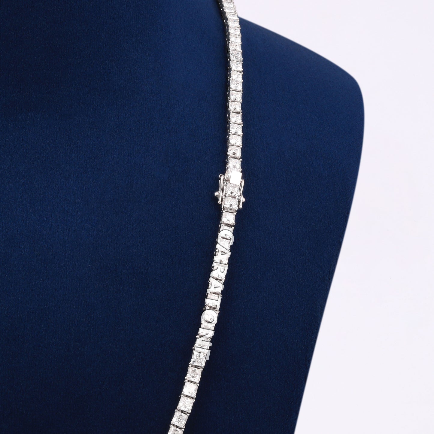 22 inch 3.5mm princess cut tennis necklace full white