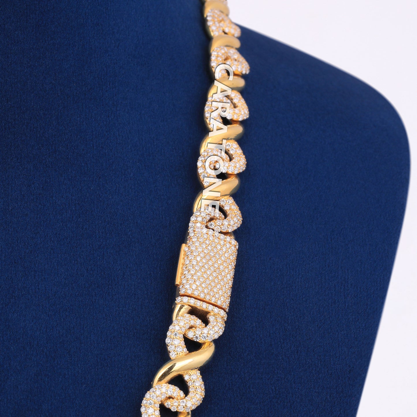 22 inch 10mm Yellow Gold Plated Cuban Infinity Link Chain 14k Gold Full Iced Out Necklace for Unisex