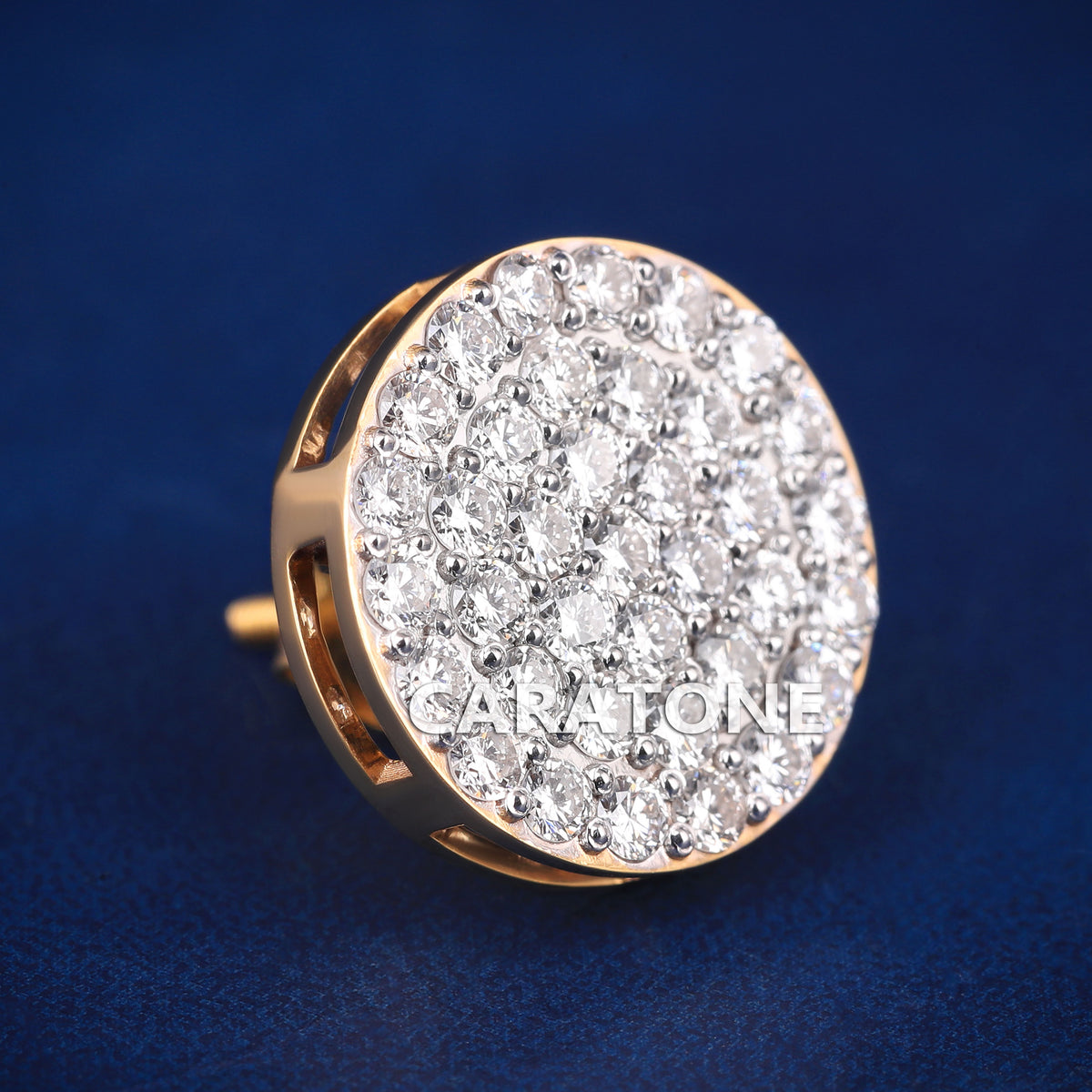 Oversized Round Diamond Cluster Stud Earrings with Secure Screw Back Closure