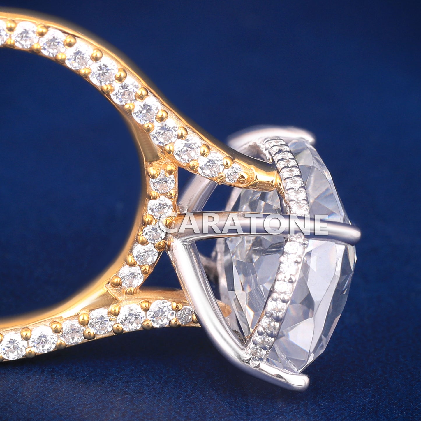 Elongated cushion diamond engagement ring for women