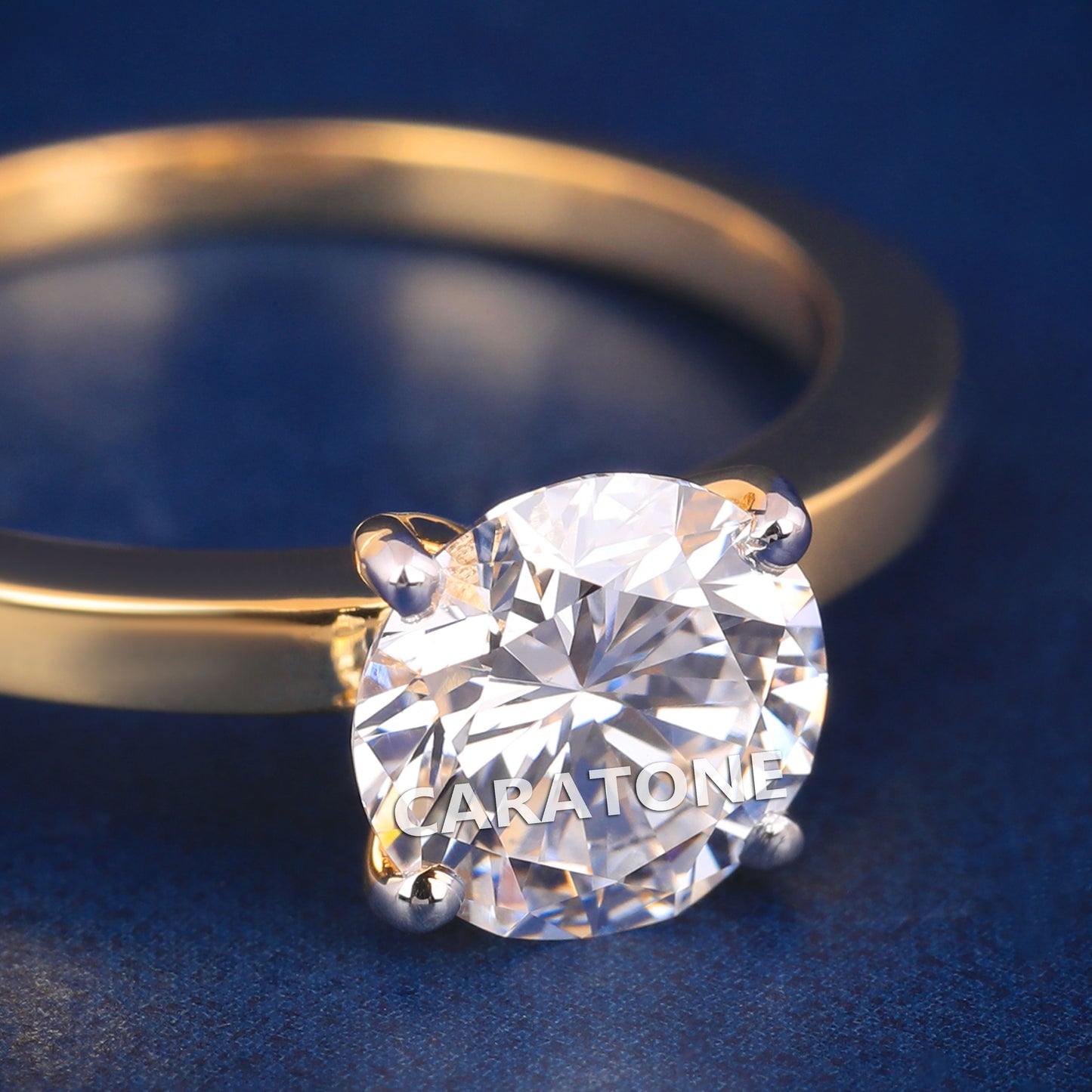 Buy Custom Round Cut Lab Grown Diamond Ring in 14k Yellow Gold Engagement Rings for Women