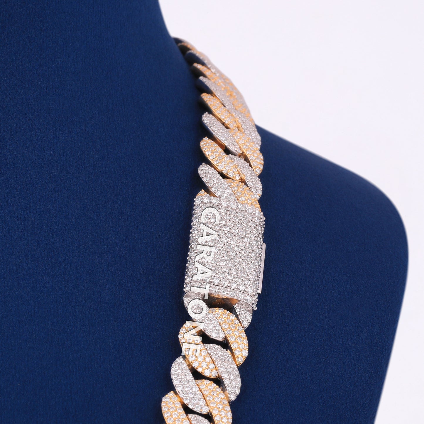22 inch 14mm Two Tone Silver Yellow 14k gold Moissanite Cuban Link Chain Biggest rapper Chains