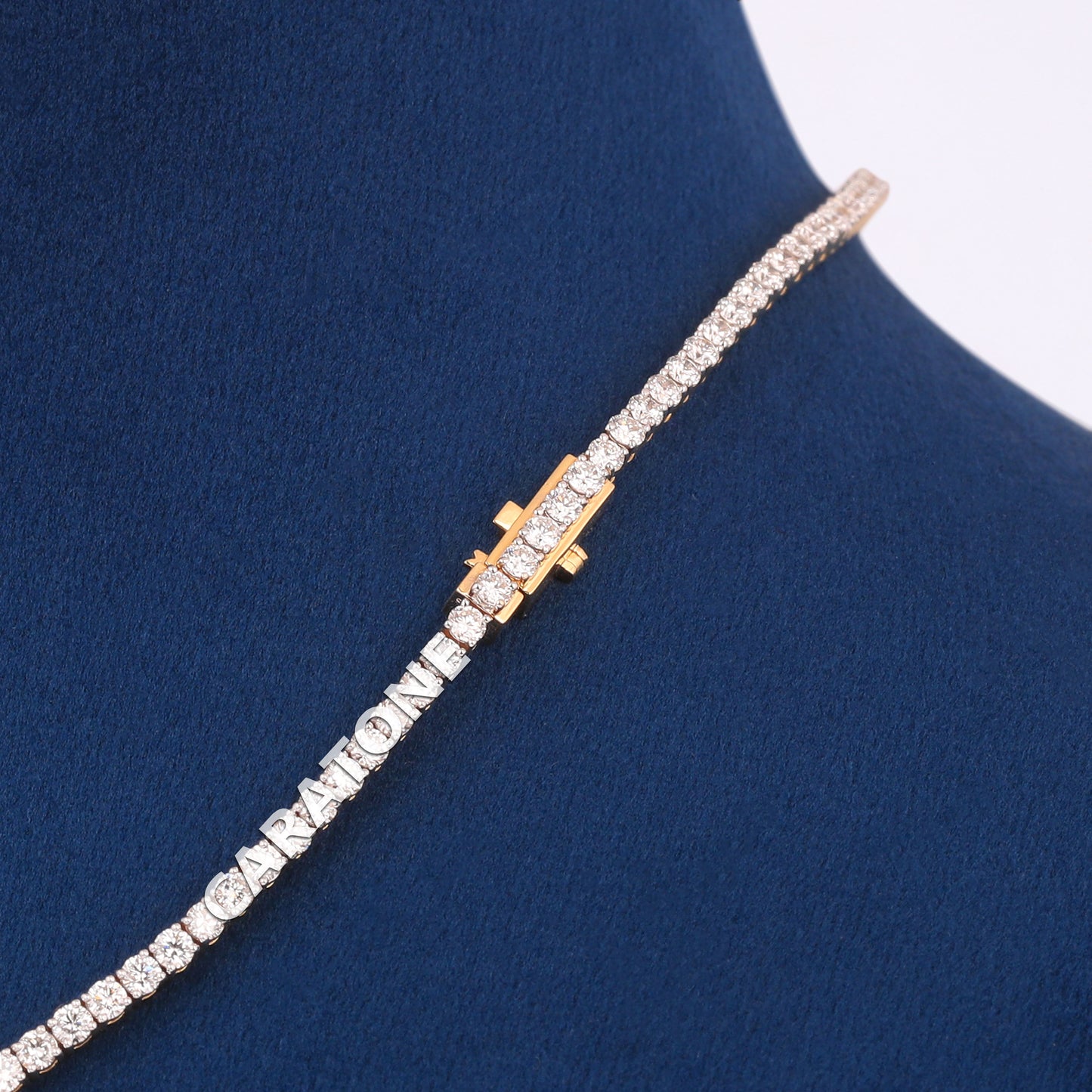 18 Inch 3mm Yellow Gold Tennis Chain Necklace Iced Out Diamonds for Men and Women