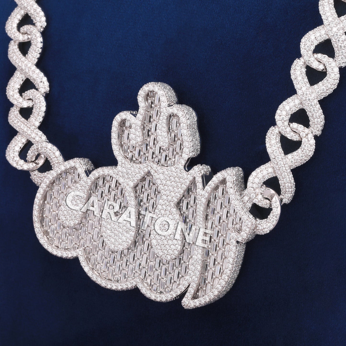 Custom Handmade Diamond Chain With Pendant In 925 Sterling Silver With Lab Diamond