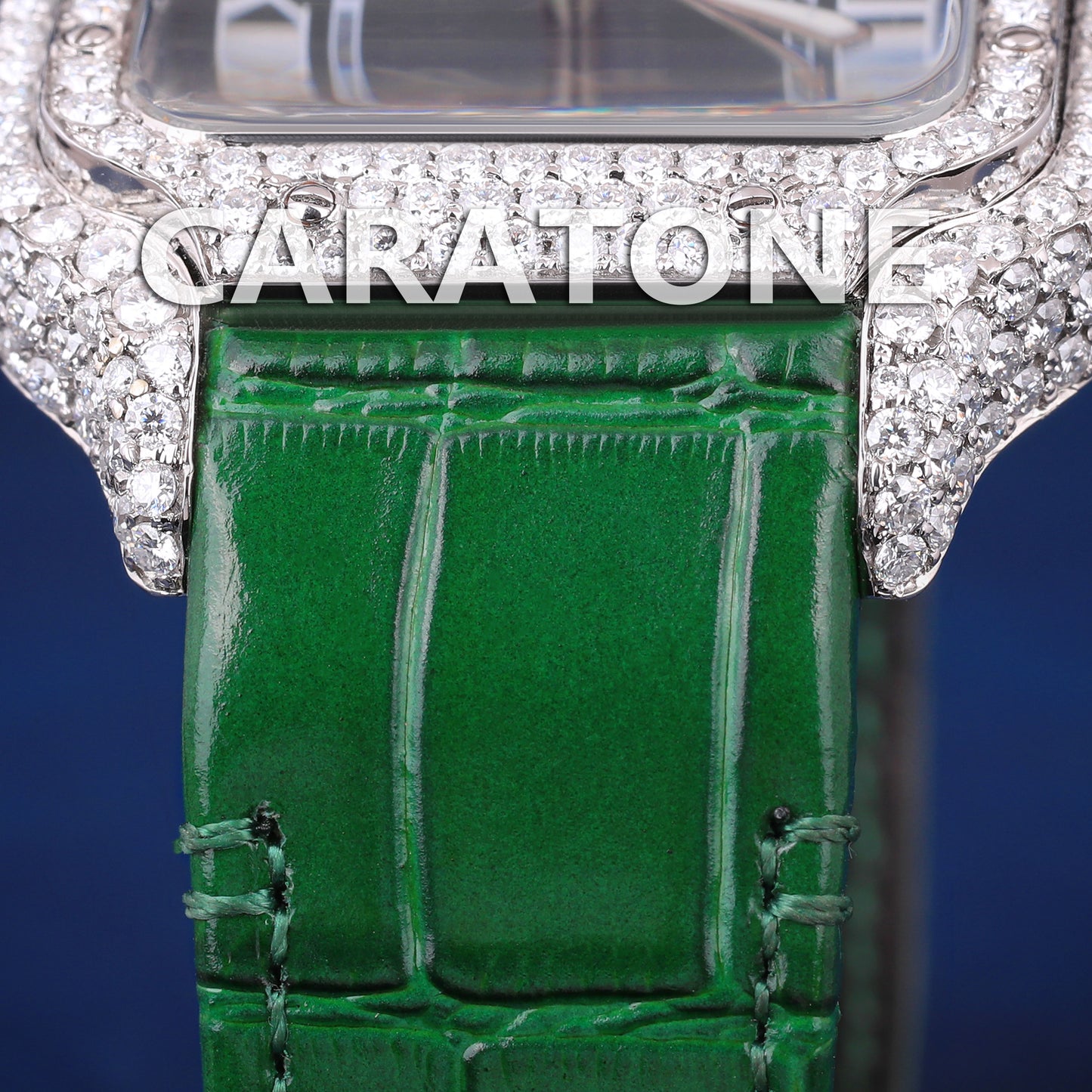 Luxury Mens Watches Rappers Iced Out Watch on Wrist Green Leather Strap Green Dial Watches for Mens in Fully Customized
