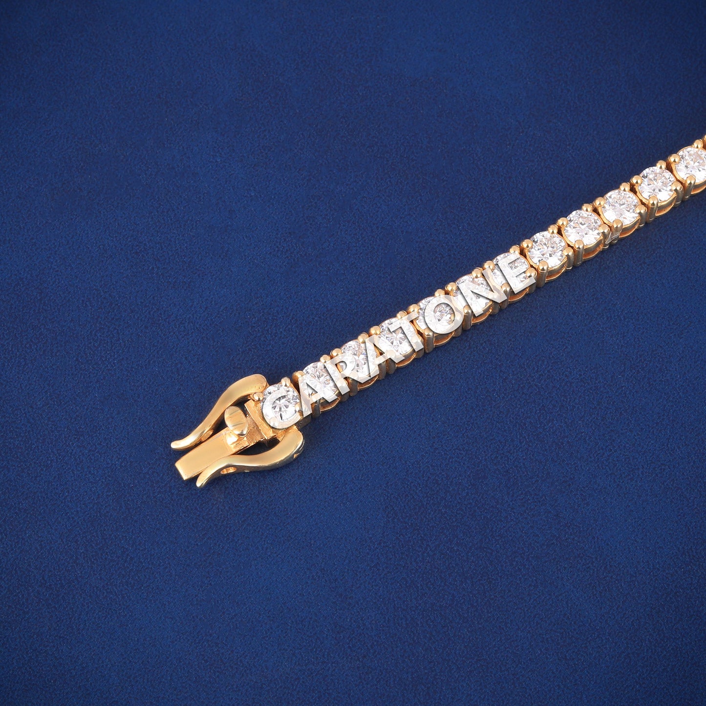 14kt Yellow Gold Plated VVS Round Diamond 4mm Tennis Bracelet for Mens Womens