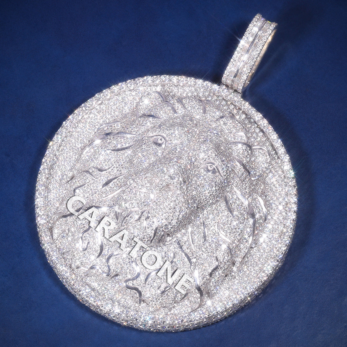 Fully Iced Out Roaring Lion Head Hip Hop Pendant with Lab Grown Diamonds