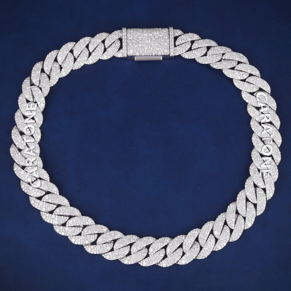 18 Inch 18 MM Custom Diamond-Style Miami Cuban Chain White Gold Finish High-Shine Luxury Look