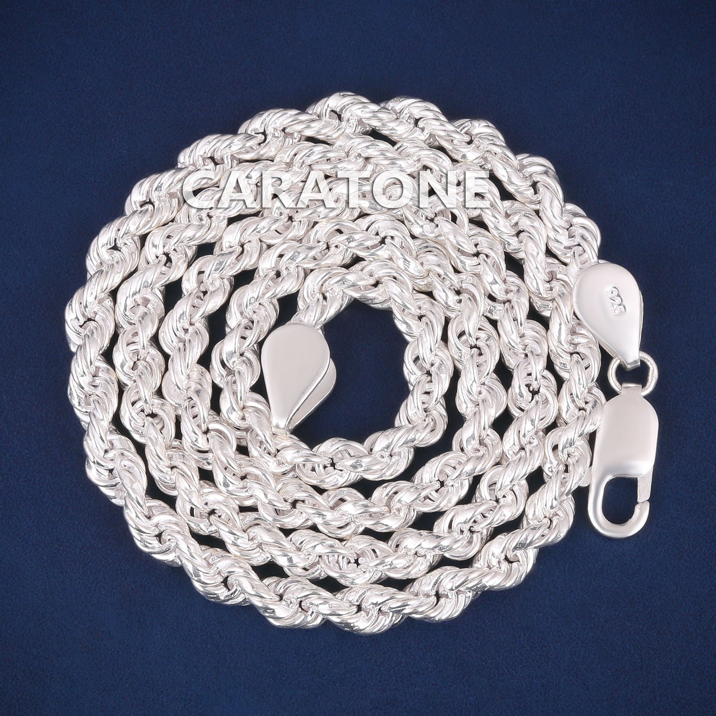 Buy 5mm 925 Sterling Silver Heavy Rope Chain Necklace in Mens Womens 20 inch Iced Gold Rope Chain Necklace