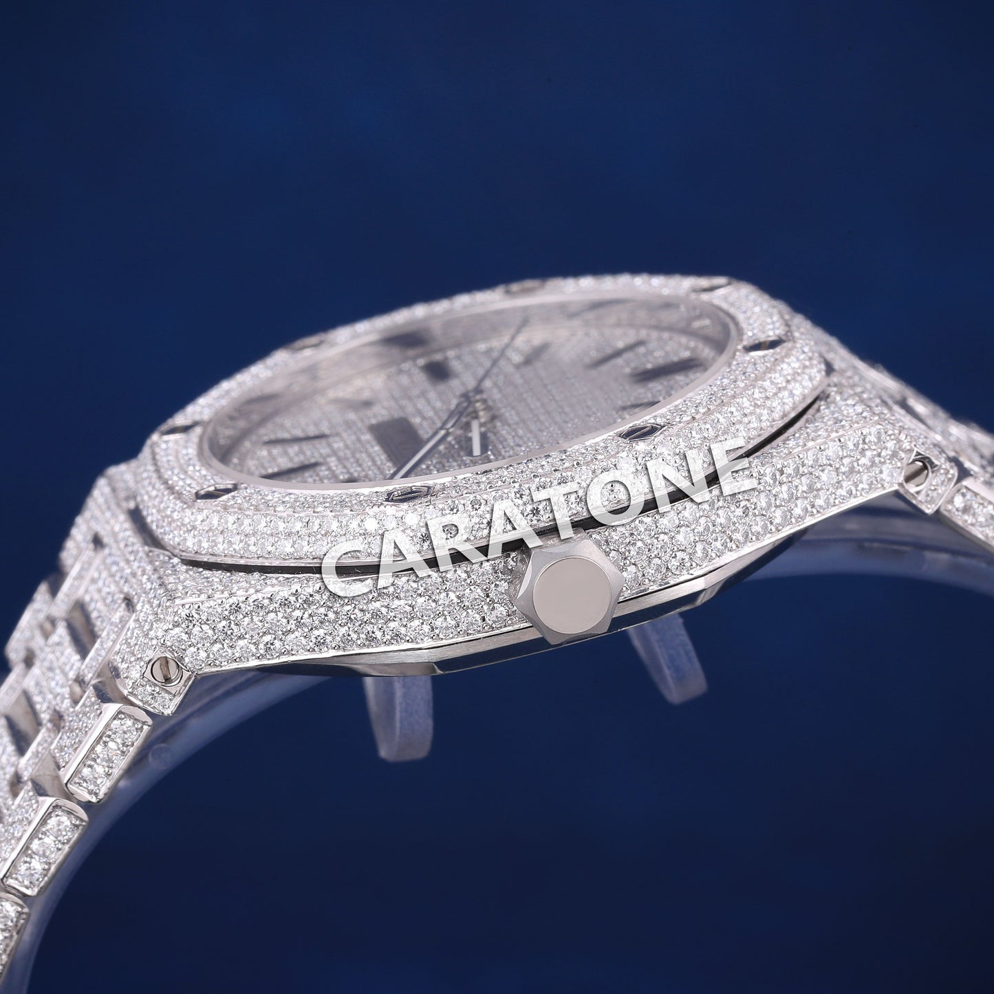 Hip hop full iced out branded watch with white tone and diamond tester passed