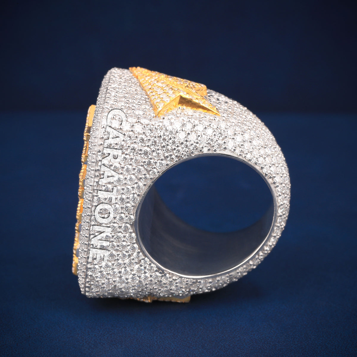 Custom Hip Hop DM DANNY Ring with 3D Lettering and Diamond-Studded Band