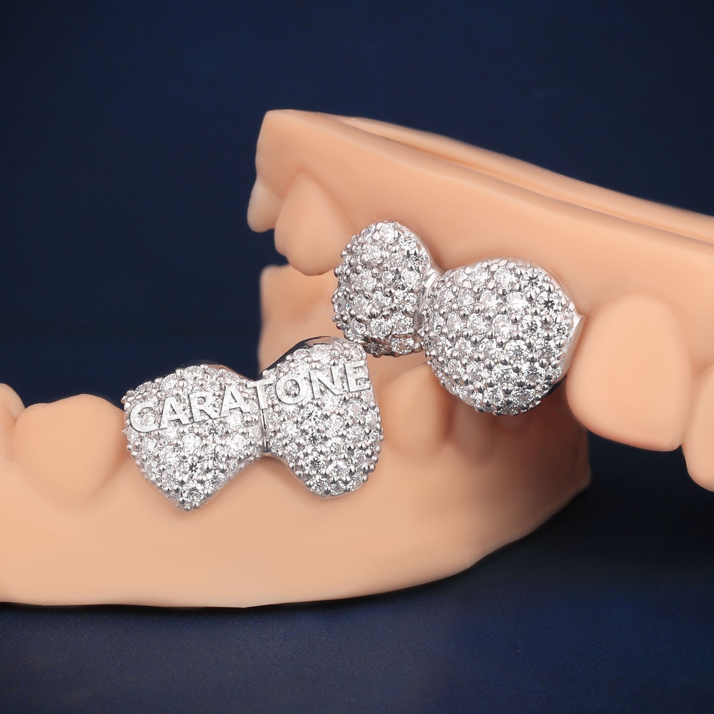 Custom 4 Piece Honeycomb Prong Set Round Diamond Cut Grillz Canine Teeth