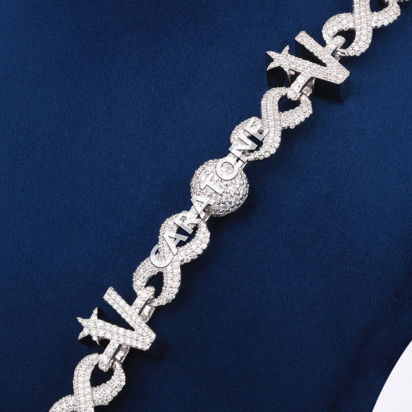 Fully Iced Out Custom Chain With Pendant In 925 Sterling Silver