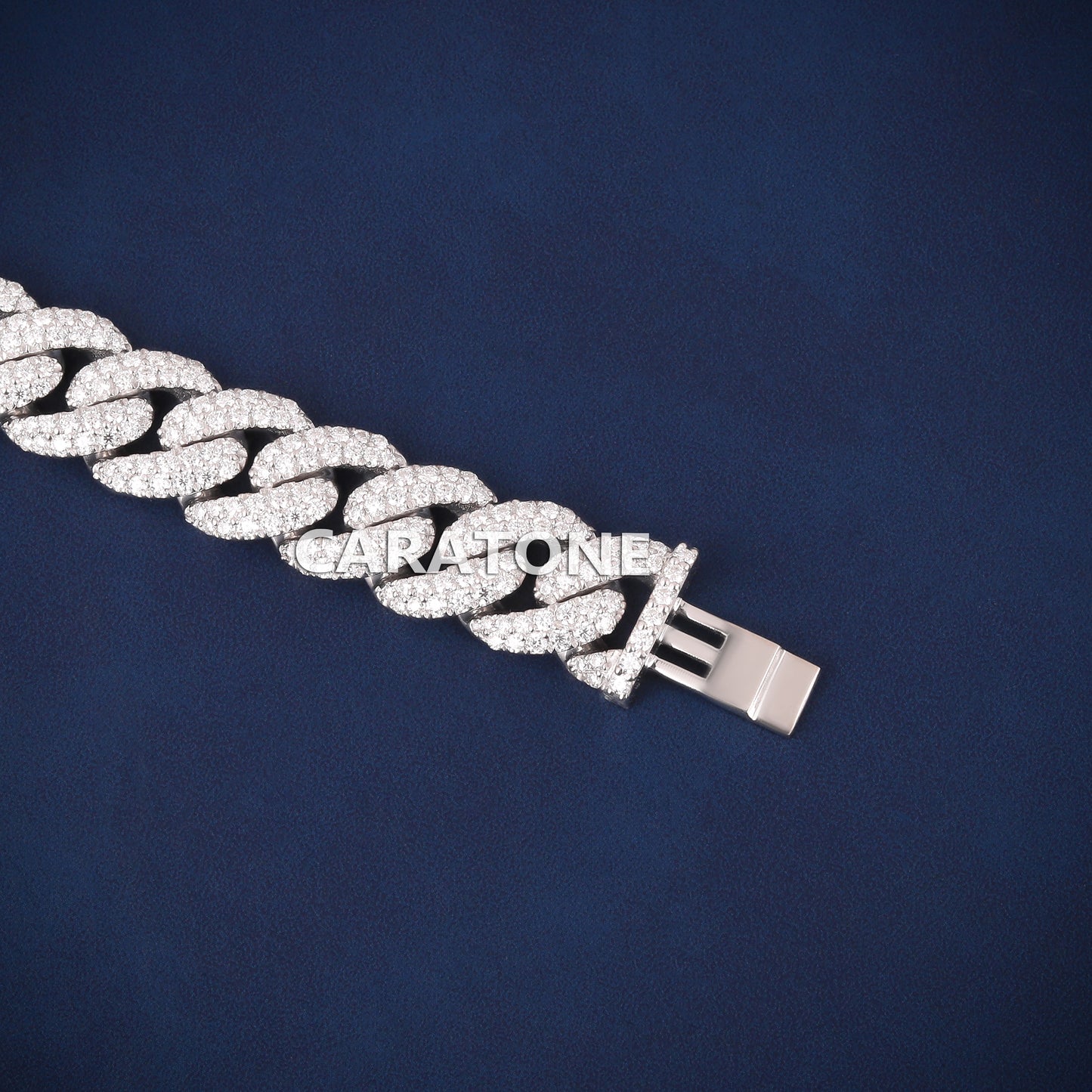 Men’s White Gold Miami Iced Out Bracelet 8 Inch 13 mm Diamond Link Style for Trendy Hip Hop Look
