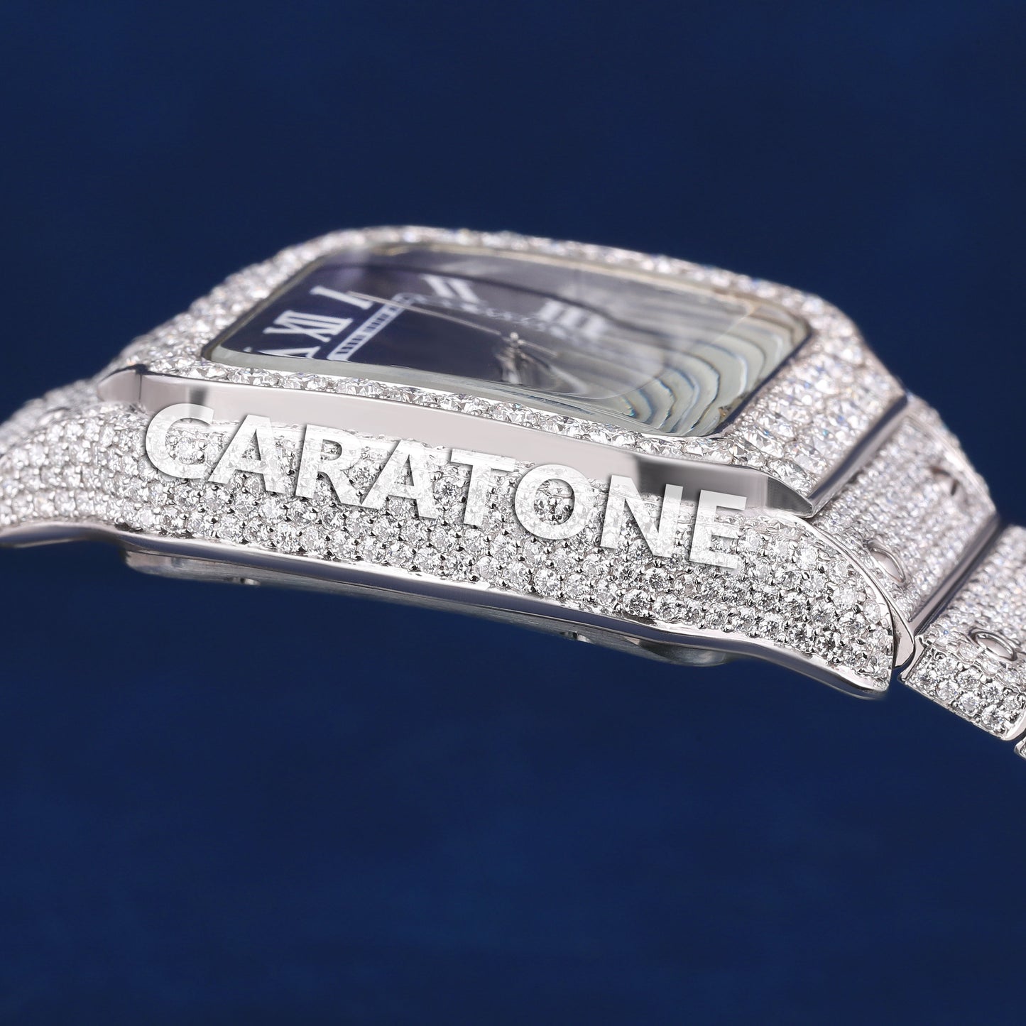 Hip hop full iced out without dial branded watch with blue dial and diamond tester passed