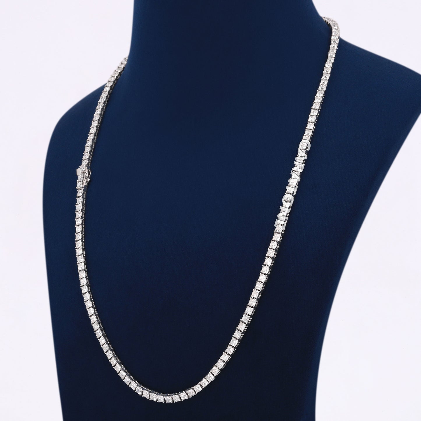 22 inch 3.5mm princess cut tennis necklace full white