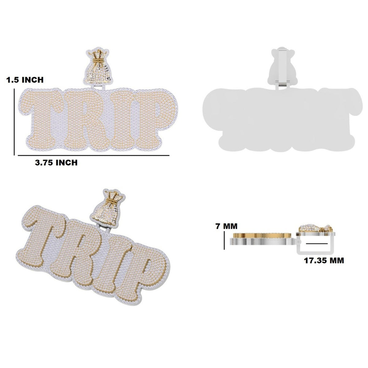 Custom TRIP Money Bag Hip Hop Pendant with Round Lab Grown Diamonds
