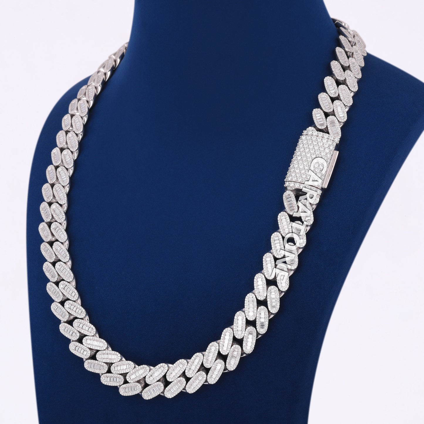 Luxury 16mm VVS Baguette Moissanite Custom Made Silver Iced Out Cuban Miami Link Heavy New Chain Necklace
