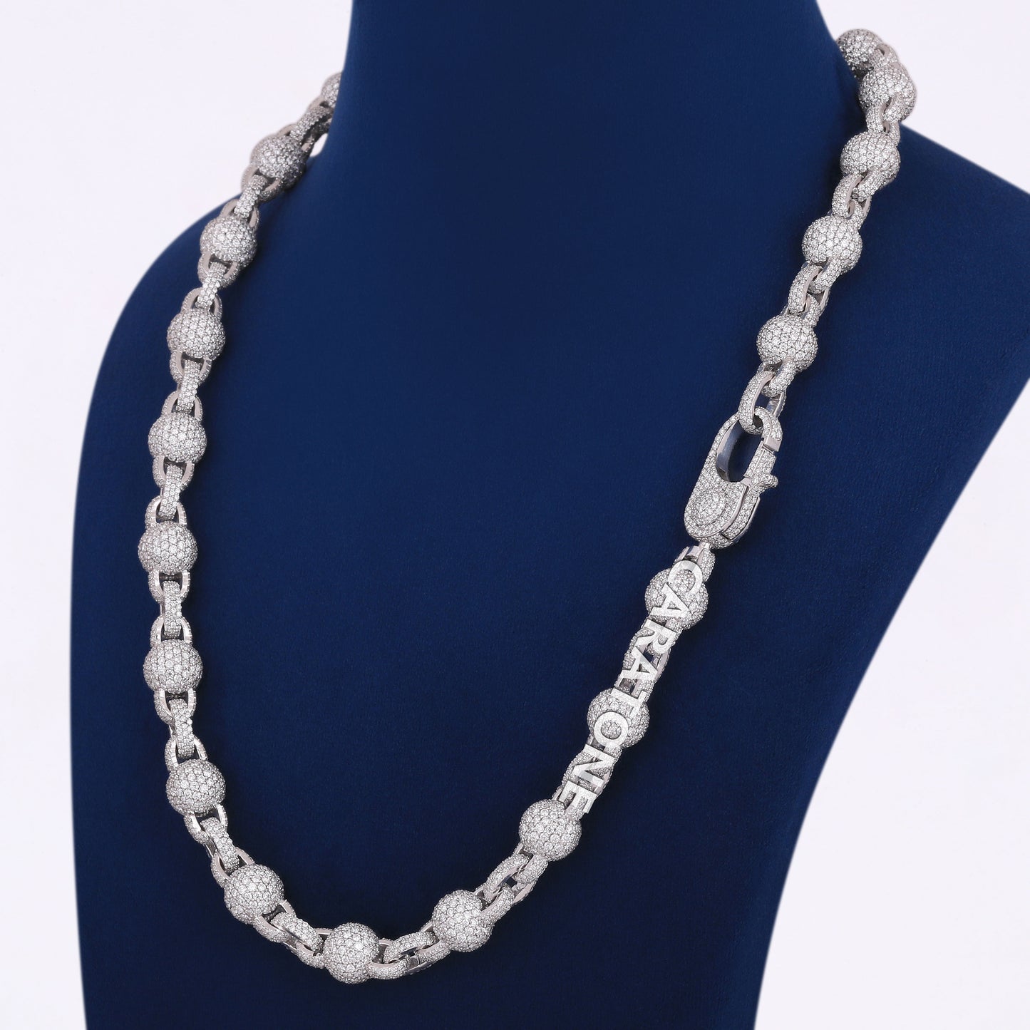 10.5MM Necklace Chain for Mens Womens Fully Iced Out Ball Link Beads VVS Diamond 925 Silver 22inch Miami Tennis Ball Chain Necklace