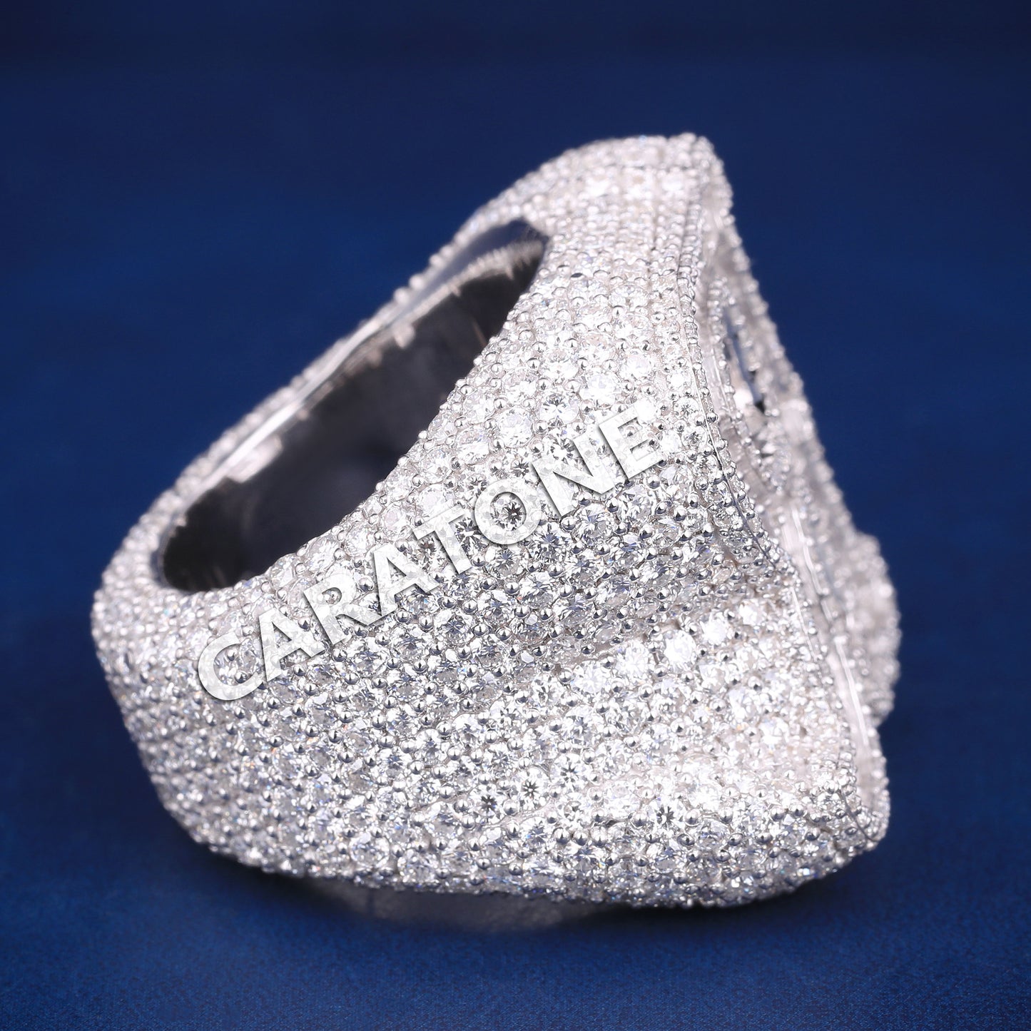 Hip hop customise R letter ring in silver D VVS diamonds