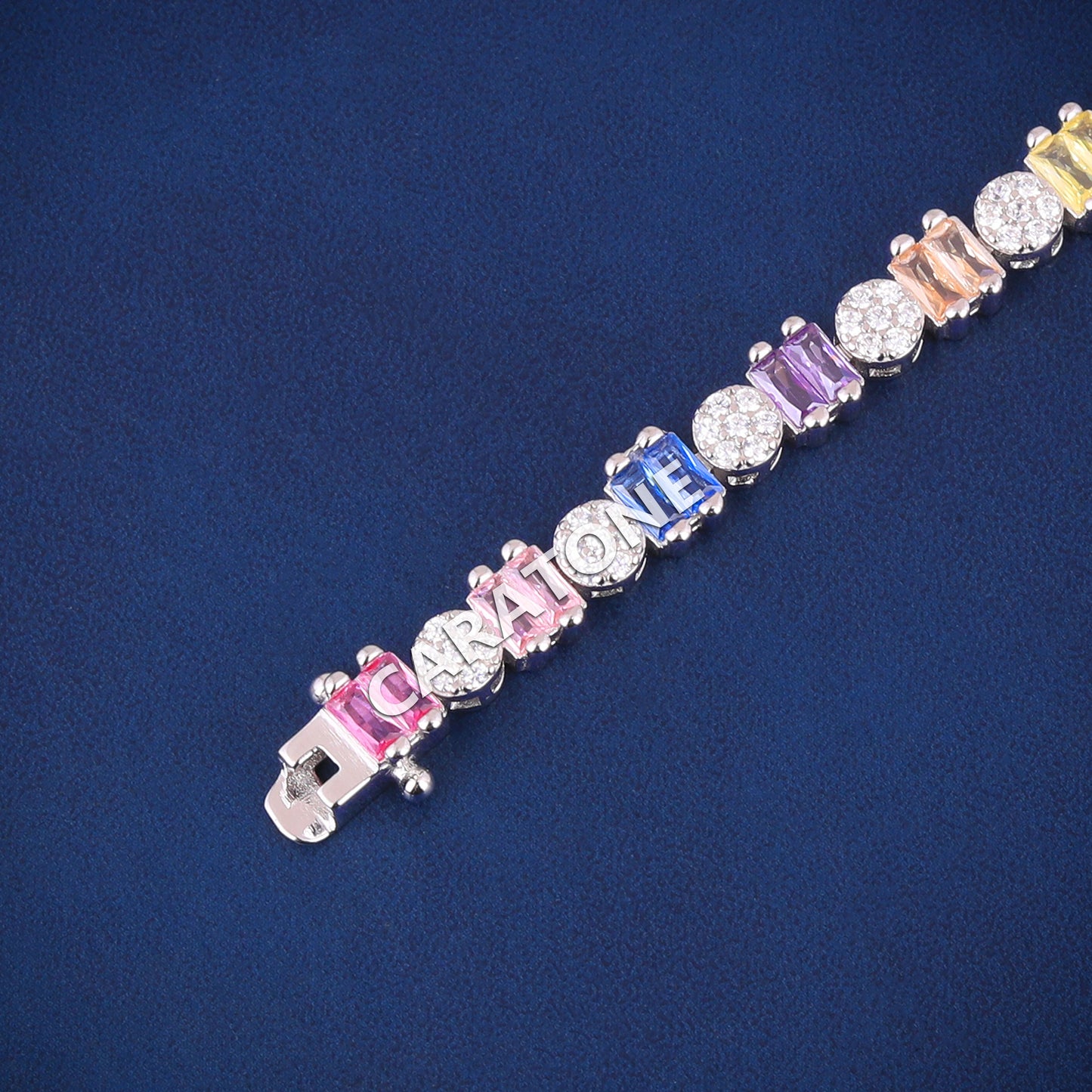 Buy Rainbow Sapphire Tennis Bracelets 925 Silver Multicolor Diamond Bracelet Iced Out Customized Bracelets