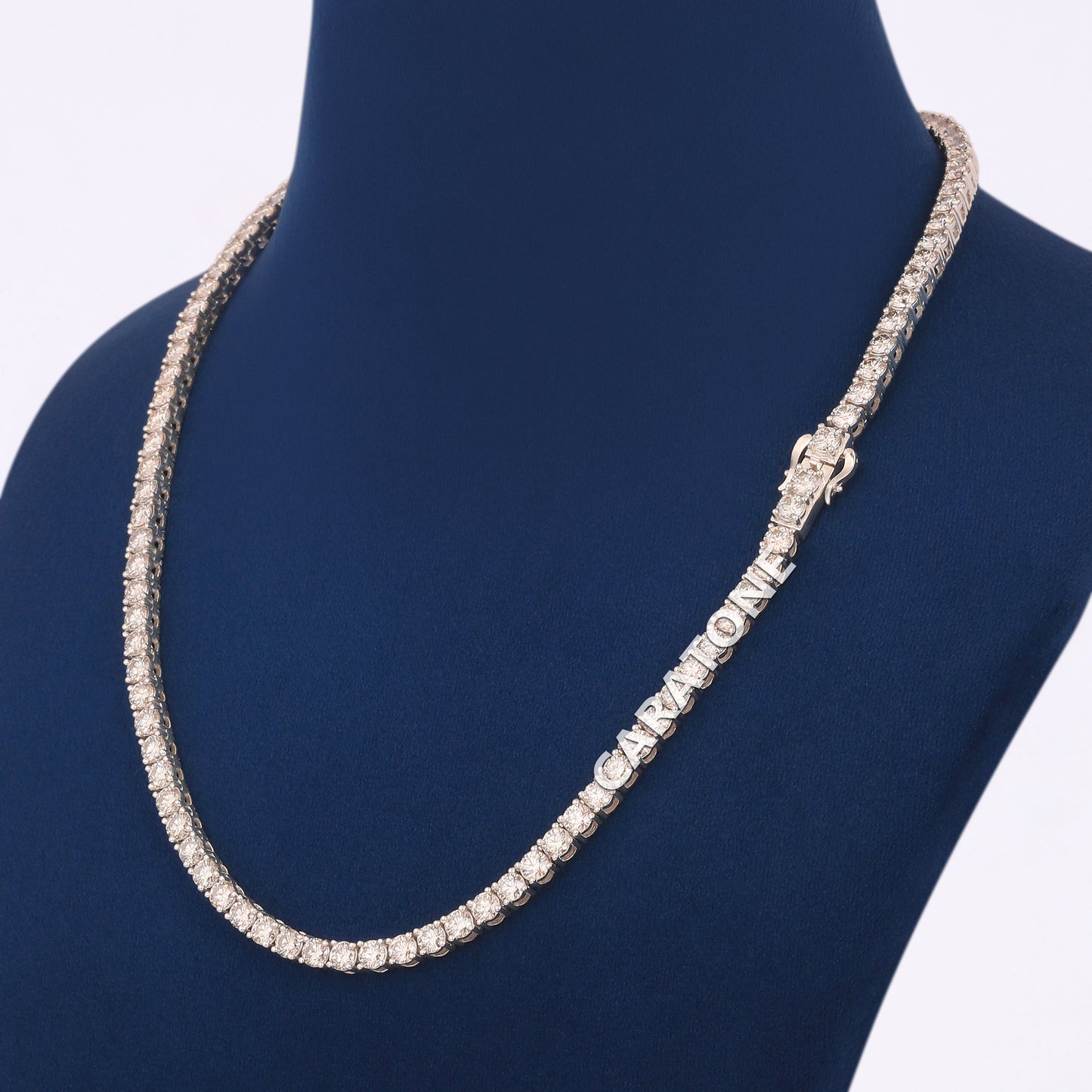 18 Inch 4mm Tennis Diamond Chain Necklace White Gold Iced Out New Chains Collection