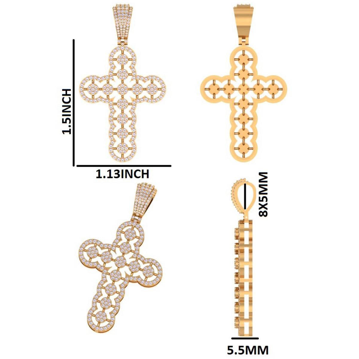 Custom Iced Out Openwork Cross Pendant with Lab Grown Diamonds